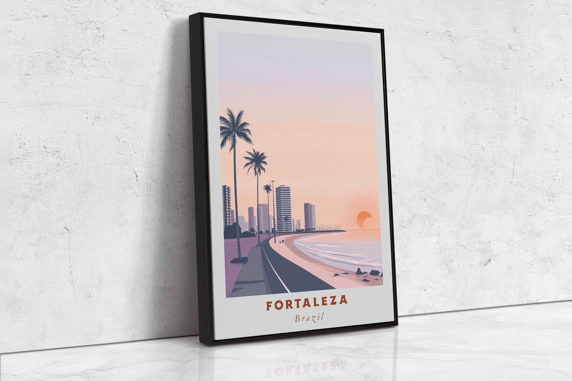 Fortaleza Brazil Beach Promenade Palm Trees Sunrise Skyline Poster - Image 2