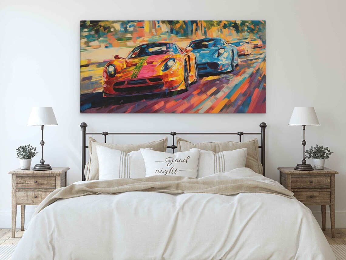 Abstract Racecars Palette-Knife Wall Art Print - Image 3