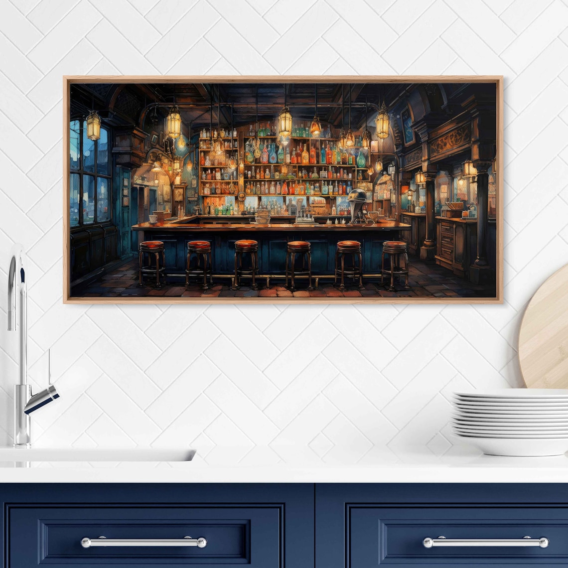 Watercolor Bar Art, Panoramic Home Bar Decor Print - Image 2