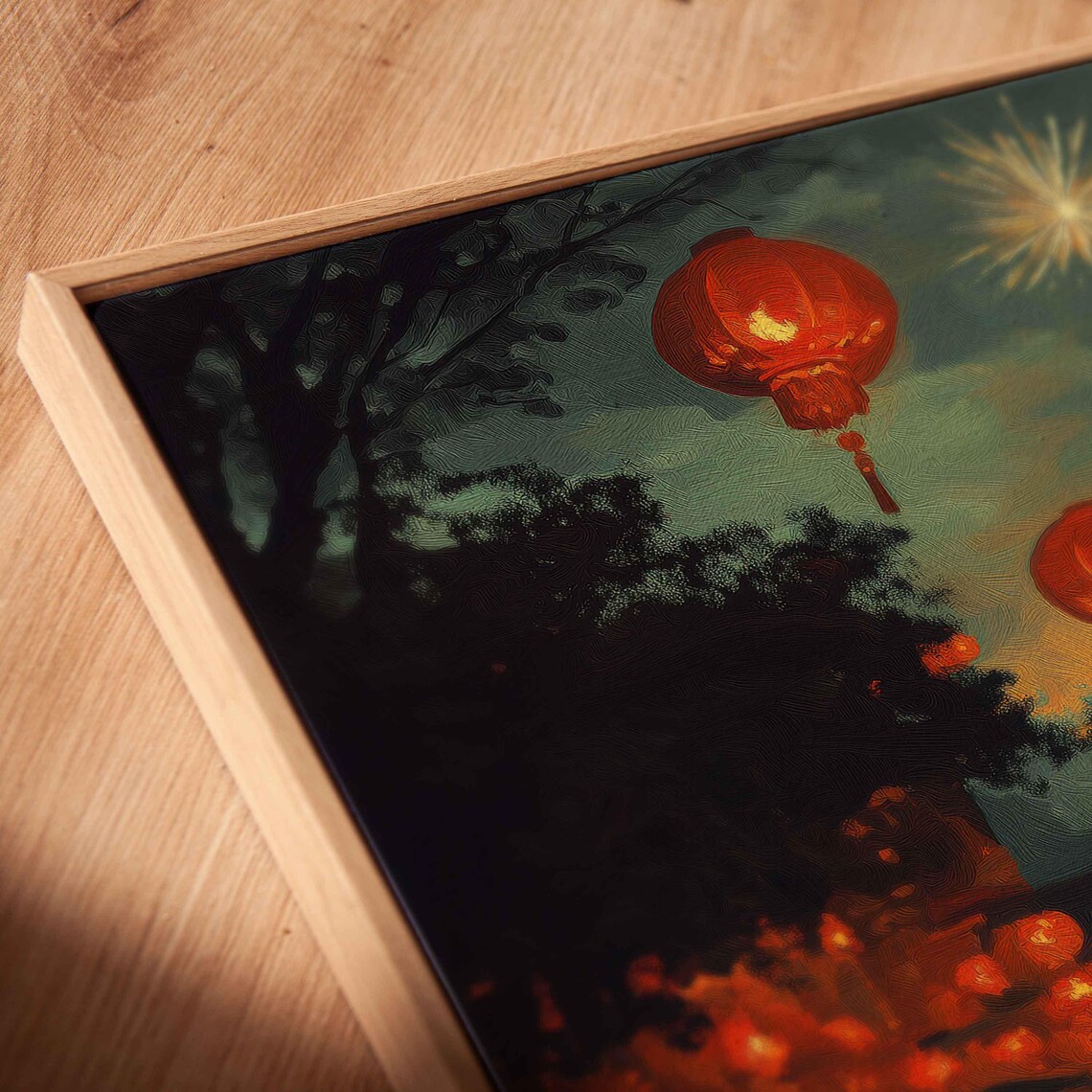 Chinese New Year Celebration, Lanterns Fireworks Art Print - Image 2
