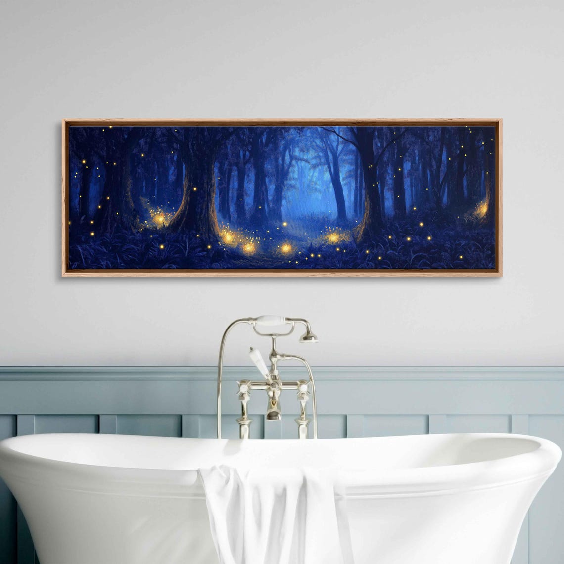 Magical Moonlit Forest Glade Engulfed With Fireflies Oil Wall Art Print Fantasy Nature Art Enchanted Trees Ready To Hang - Image 3