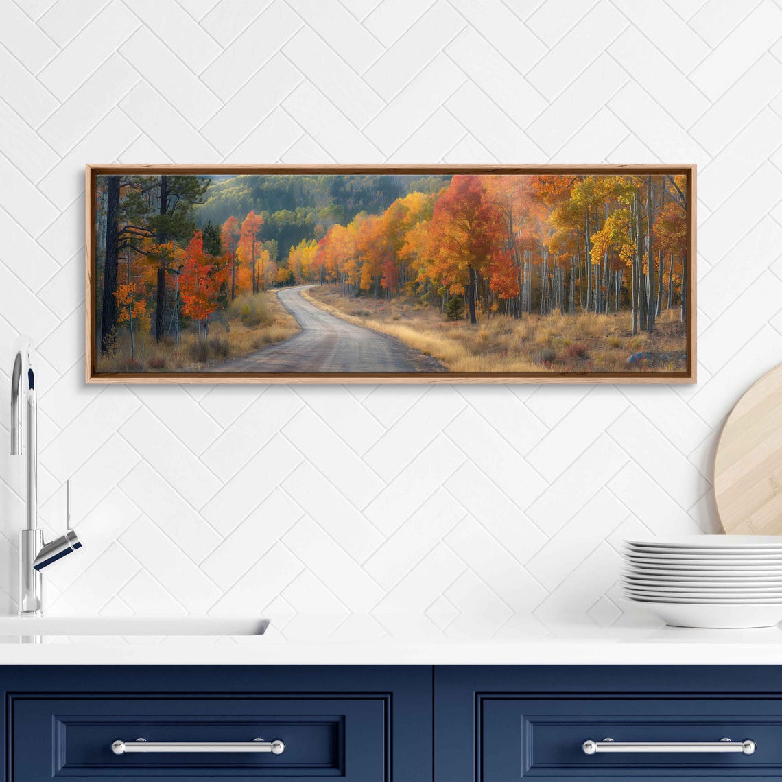Winding Road Through Golden Aspen Trees Fall Mountain Photo Poster