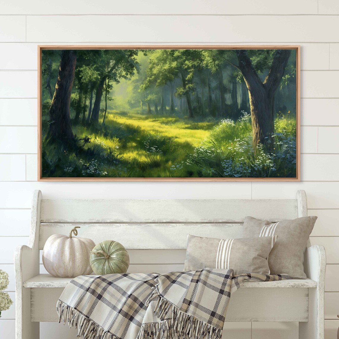 Tranquil Forest Painting, Green Nature Art Print - Image 3