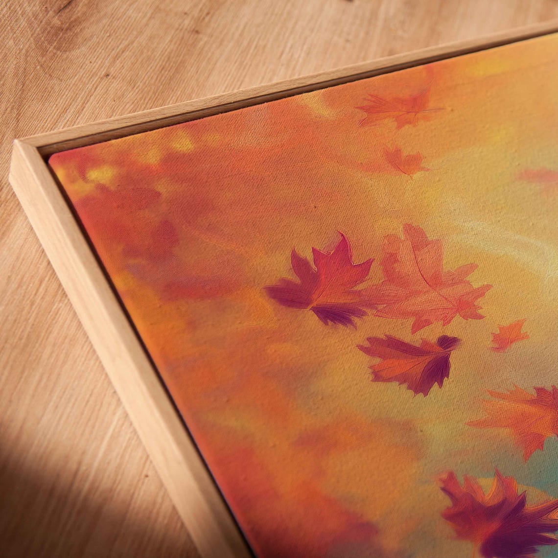 Steaming Hot Coffee Cup With Swirling Autumn Leaves Art Poster - Image 2