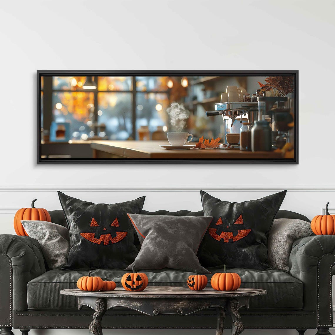Steaming Cup On Cafe Counter At Golden Hour Autumn Photo Print - Image 3