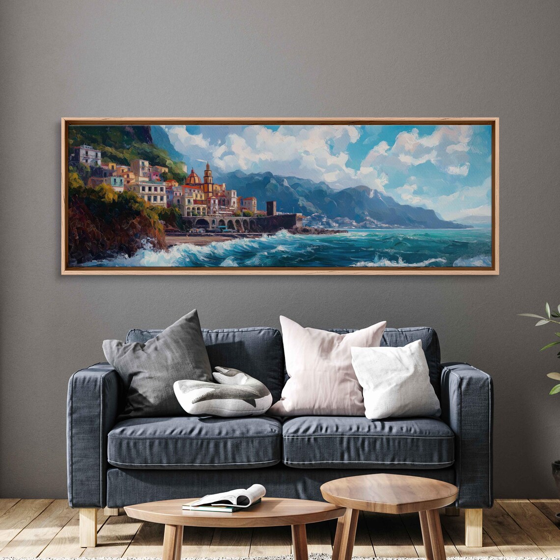 Amalfi Coast Italy Cliffside Village Colorful Houses Turquoise Sea View Poster