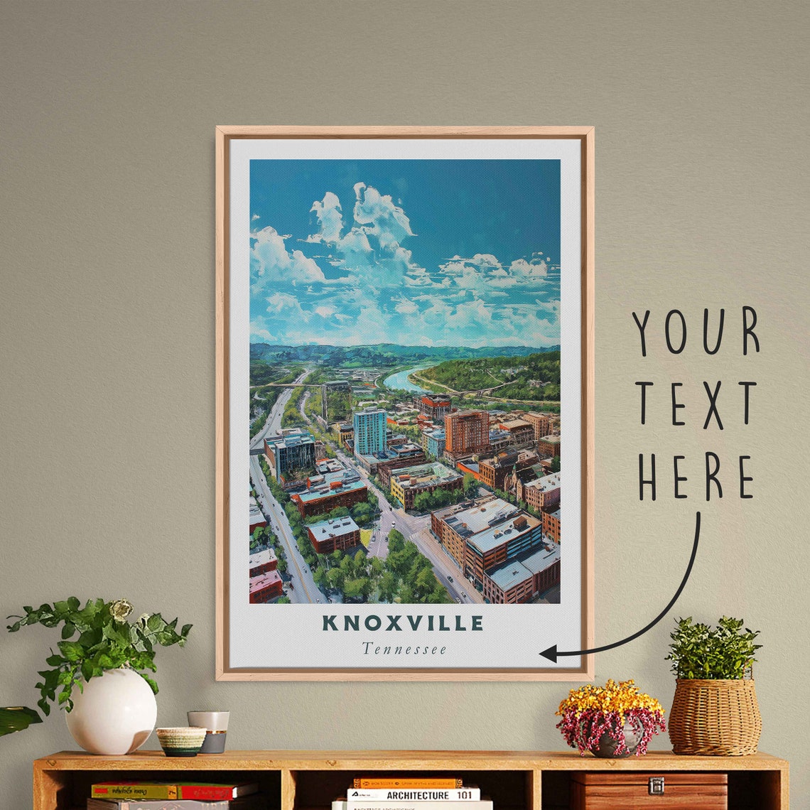 Knoxville Tennessee Acrylic Painting Travel Art Framed Wall Art Framed Fine Art Poster Paper Print Travel Home Decor