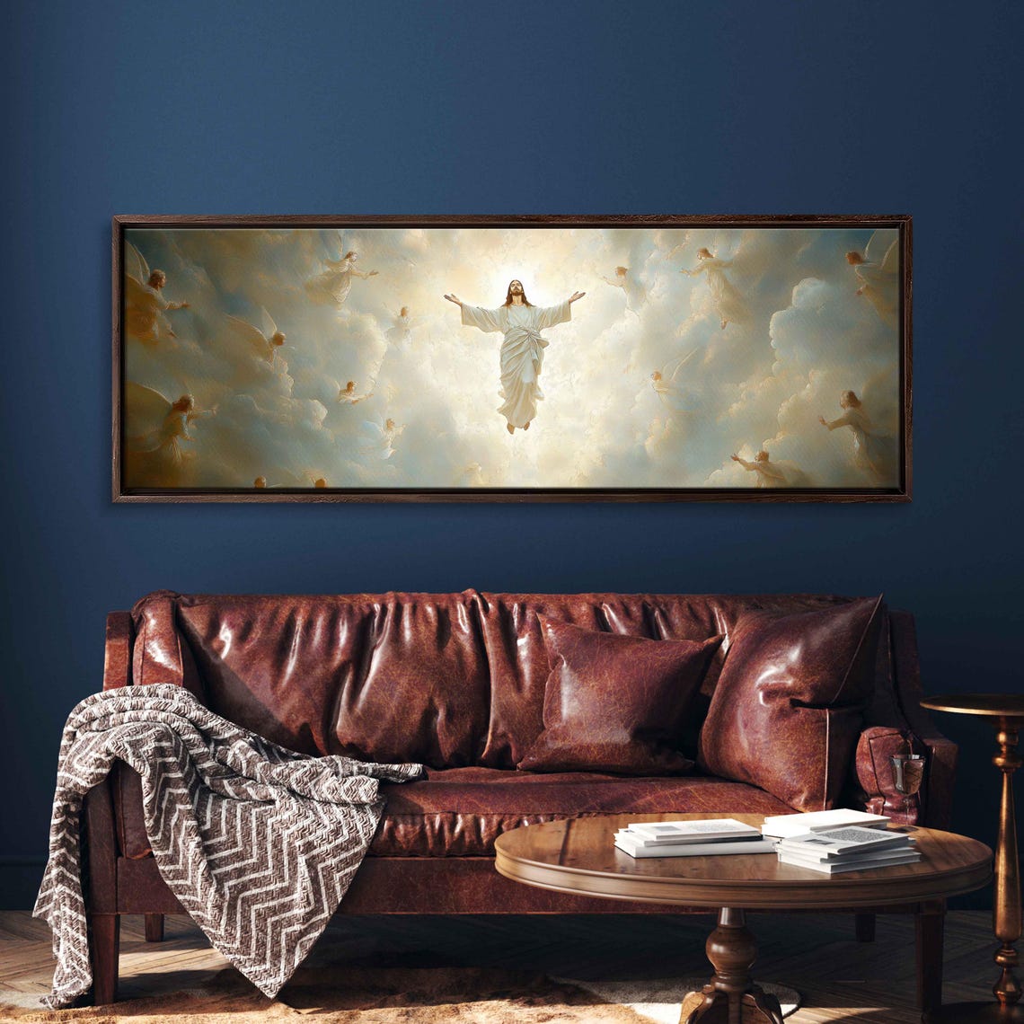 The Ascension Of Jesus With Angels In Soft Clouds Panoramic Art Poster - Image 3