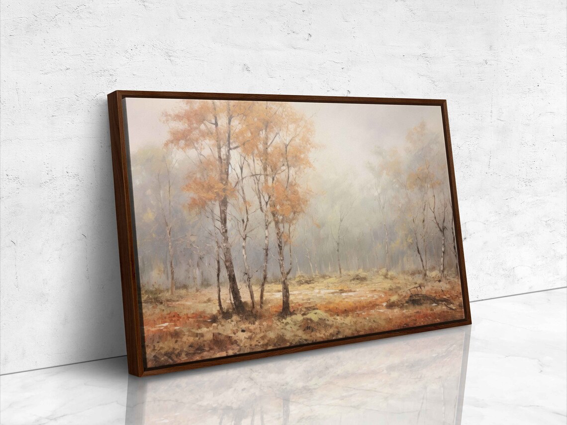 Vintage Foggy Autumn Birch Forest Mist Woodland Travel Poster - Image 4
