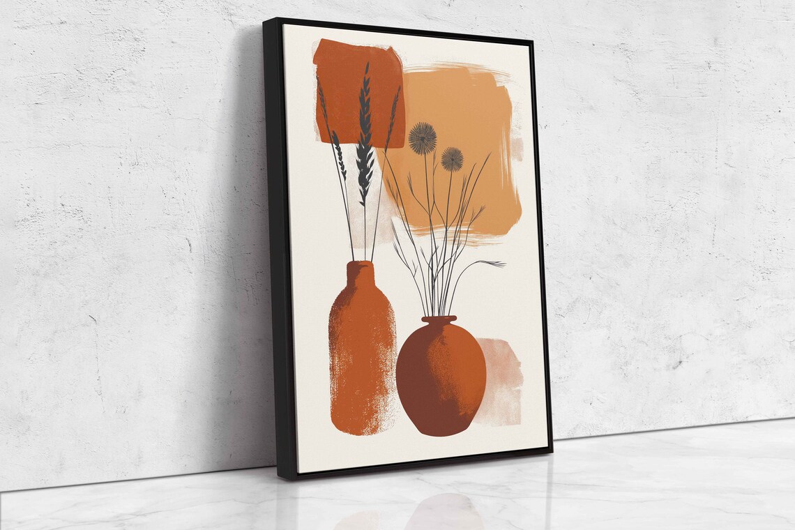 Boho Flower Vases Art Print, Minimalist Floral Design - Image 4