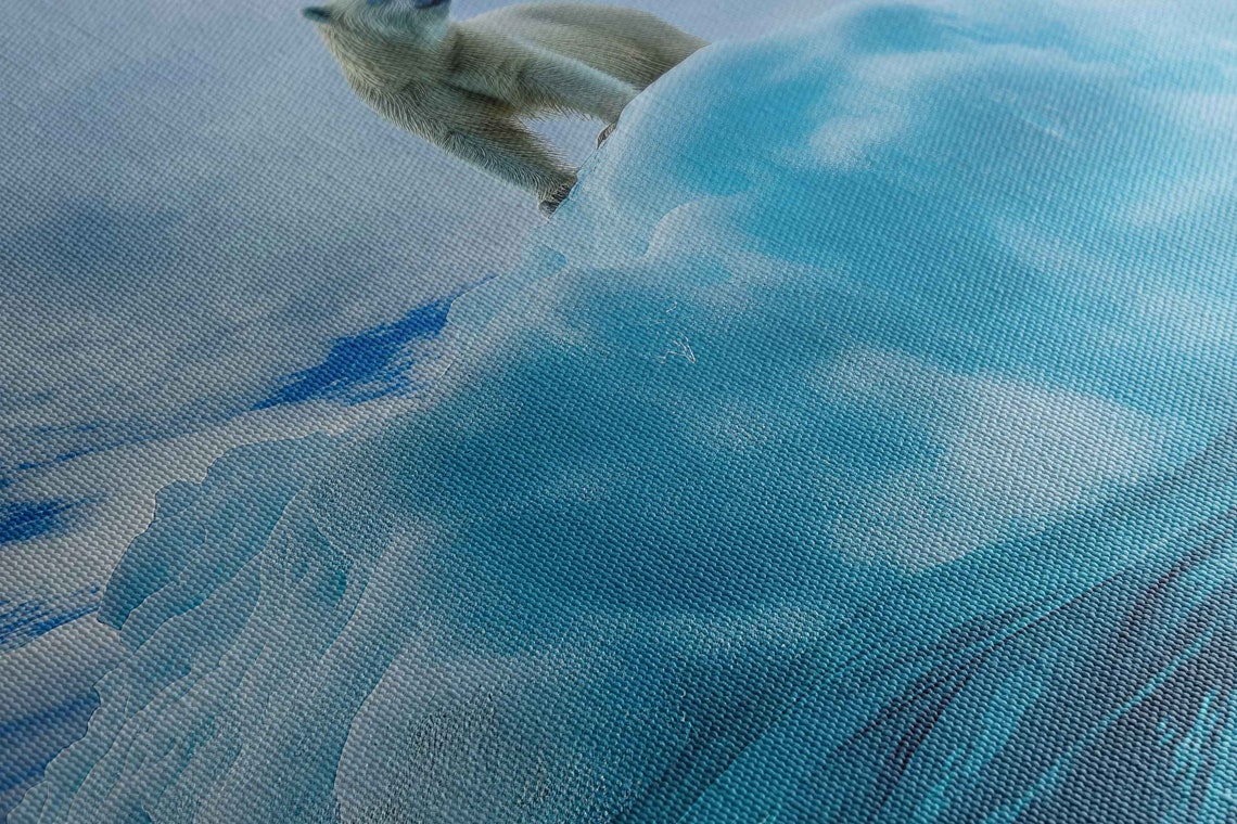 Polar Bear Standing On Blue Iceberg Arctic Ocean Photo Poster - Image 2