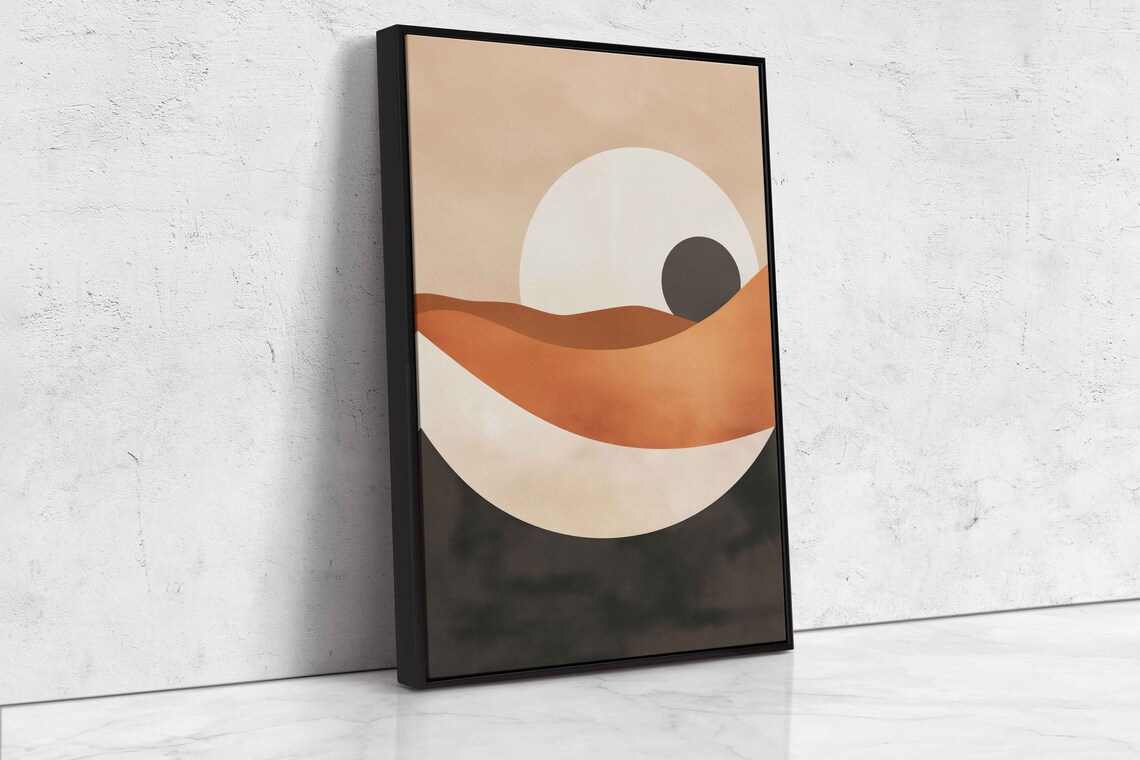 Neutral Desert Boho Style Wall Art Print Minimalist Design Abstract Shapes Desert Moon Eclectic Print Ready To Hang - Image 4