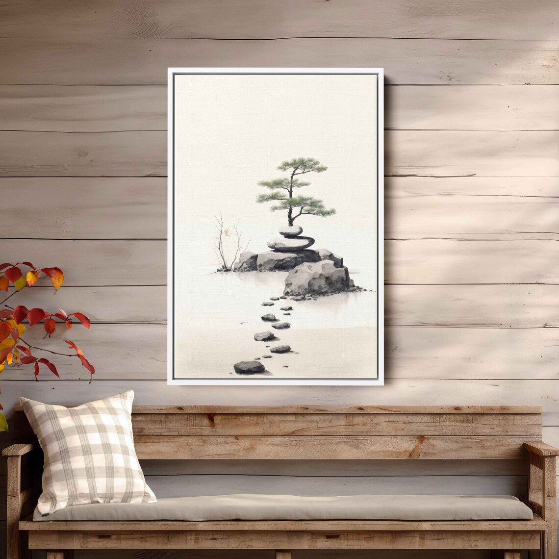 Japanese Zen Garden Watercolor Art Print, Minimalist - Image 2