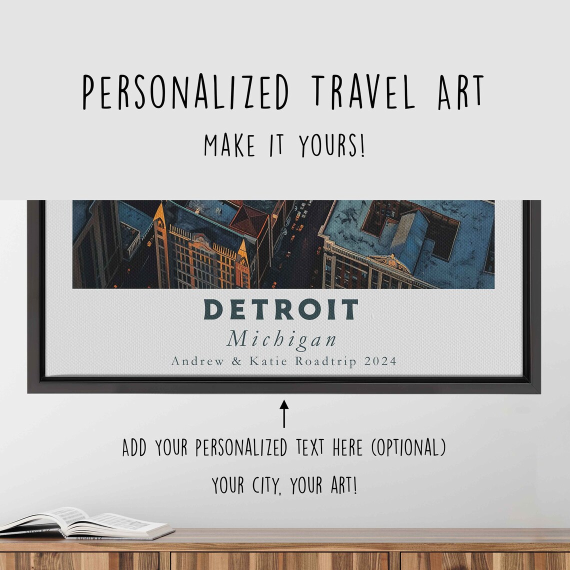 Detroit Michigan Downtown Aerial Golden Sunset Skyline View Poster - Image 4