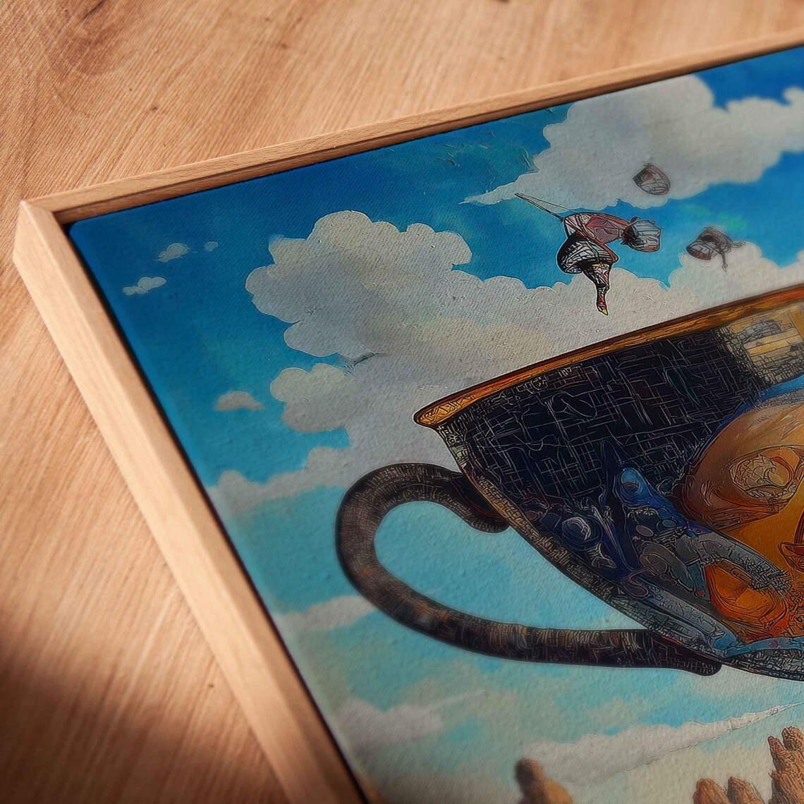 Oversized Teacup Pouring Rainbow Waterfall, Dali Inspired - Image 2