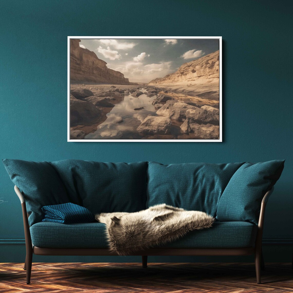 River Canyon Hdr Photography Print Long Exposure Photography High Resolution Framed Print Ready To Hang - Image 2