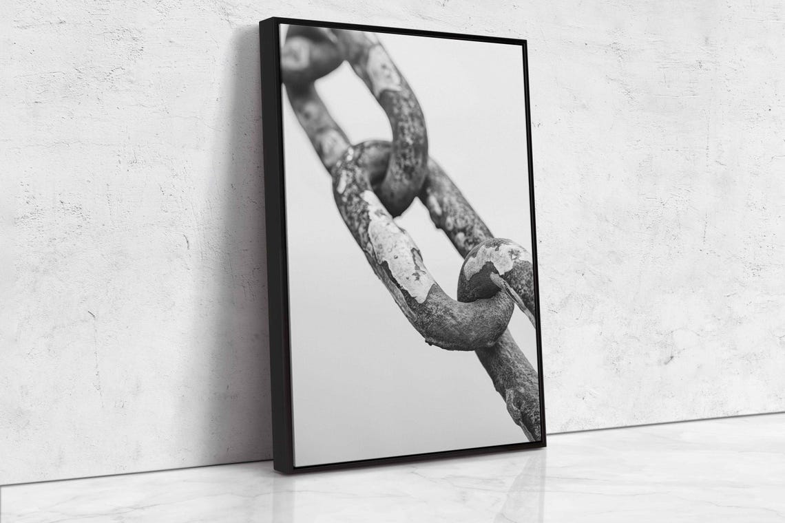 Weathered Anchor Chain Close Up In Black And White Nautical Art Poster - Image 4