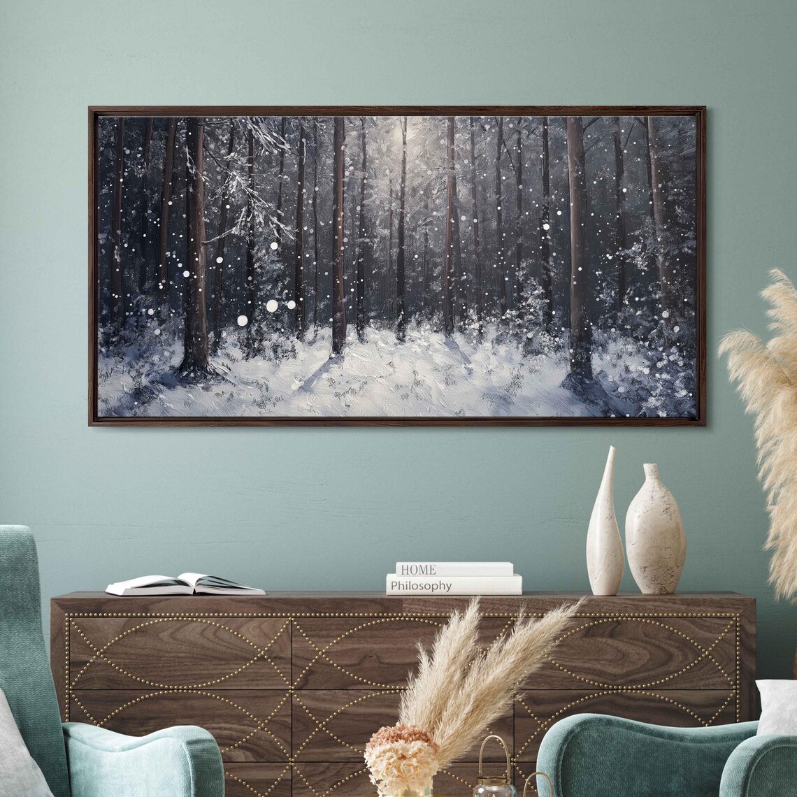 Enchanted Winter Forest, Moonlit Twilight Art Print - Image 3