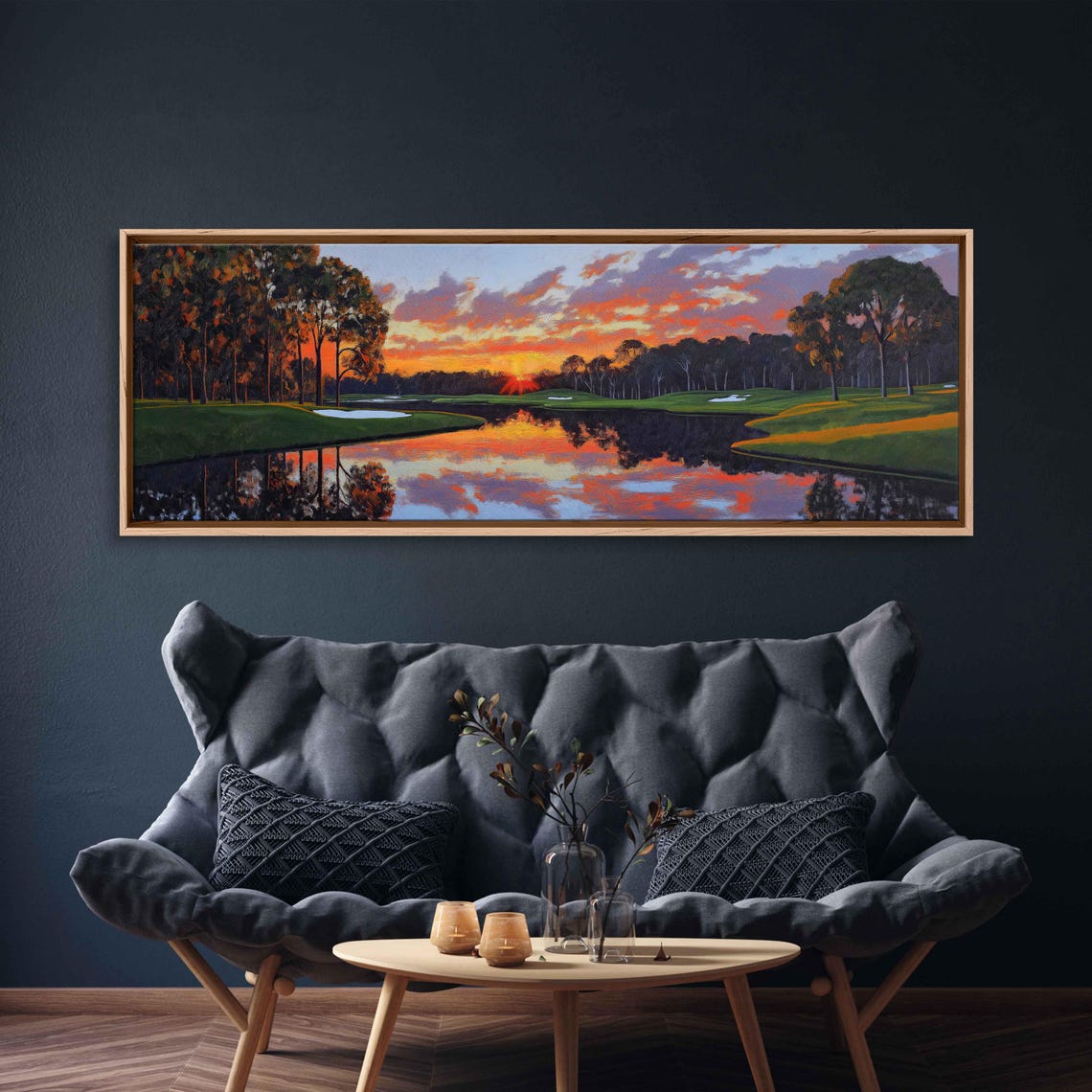 Bay Hill Club Landscape Wall Art Print Vibrant Sunset Water Reflection Golf Course Art - Image 3