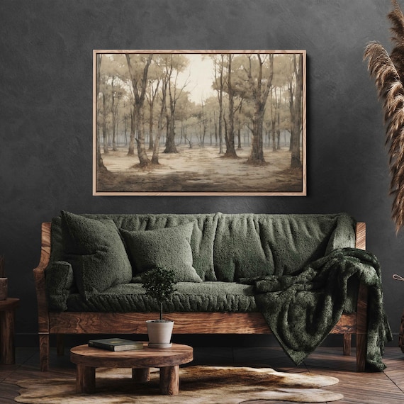 Vintage Grove Of Trees Wall Art Print Neutral Peaceful Nature Walkway Ready To Hang
