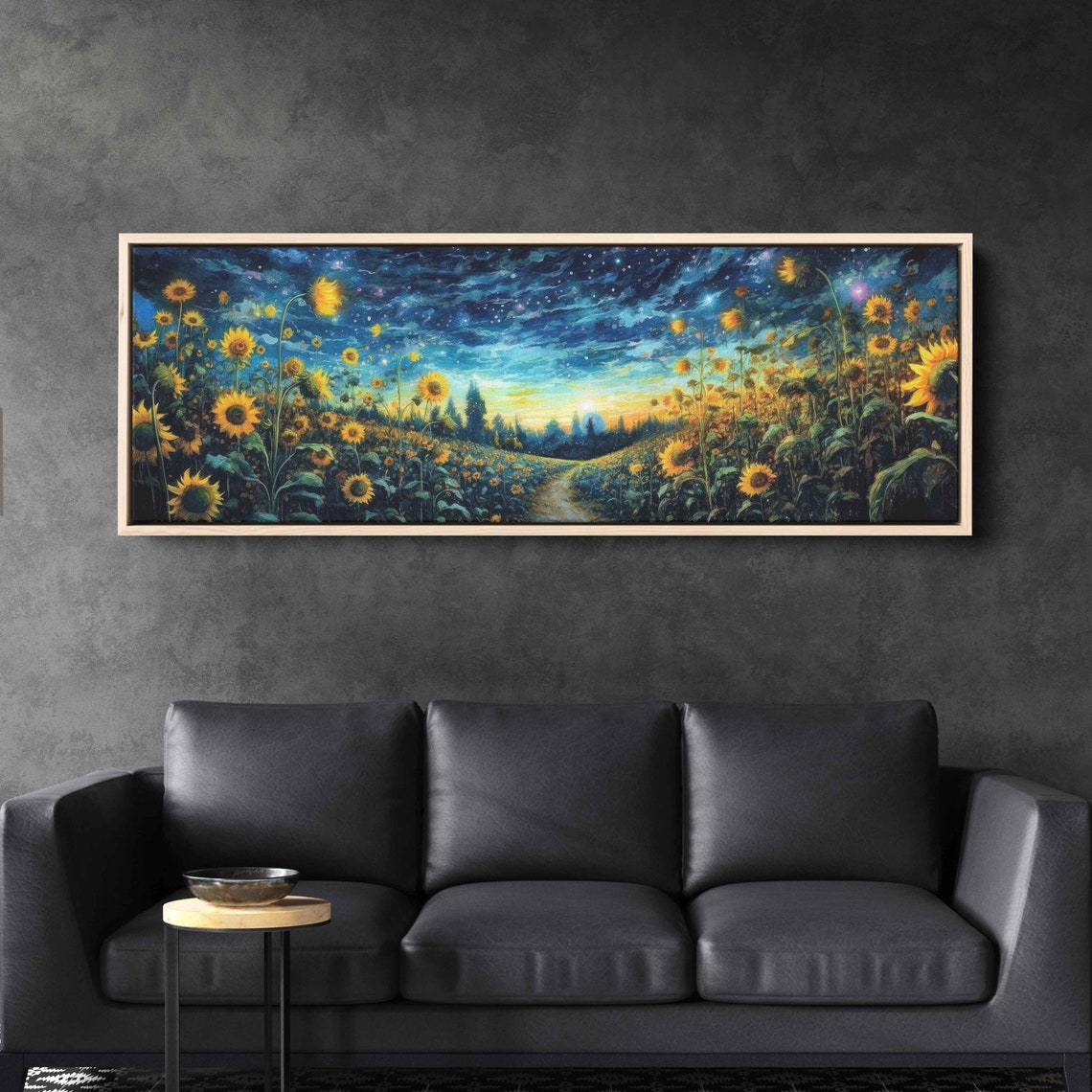 Sunflower Field Colorful Starry Night Sky Print Ready To Hang - Image 2