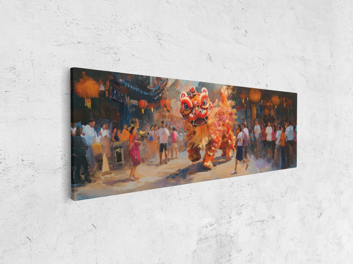 Lion Dance Performance, Vibrant Urban Celebration - Image 4