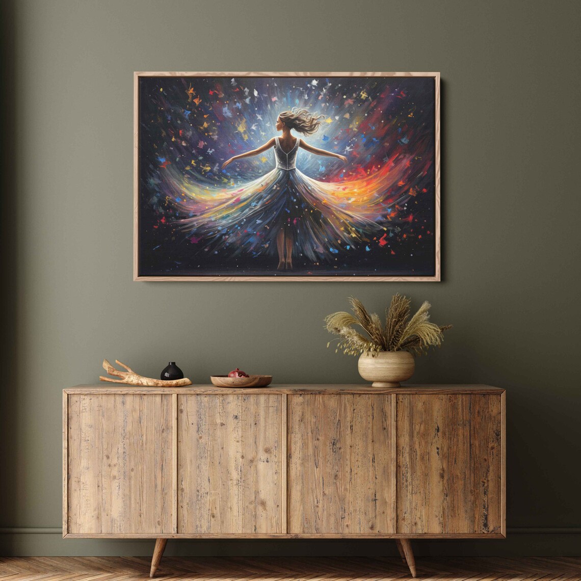 Ballerina Dancer Colorful Flowing Dress Palette Knife Art Painting Poster - Image 3