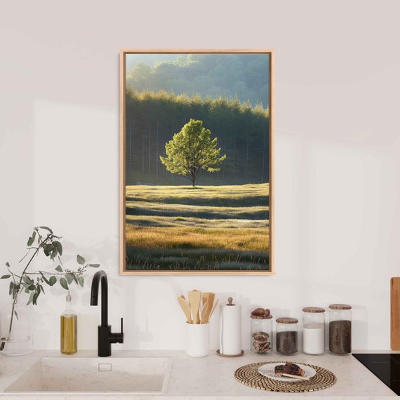 Lone Tree in a Barren Field, Nature Photo Print