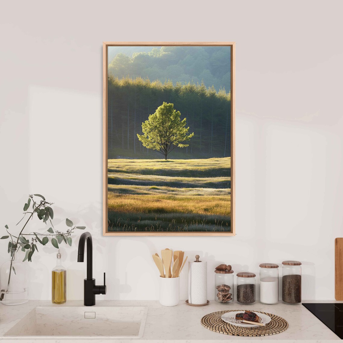 Lone Tree in a Barren Field, Nature Photo Print