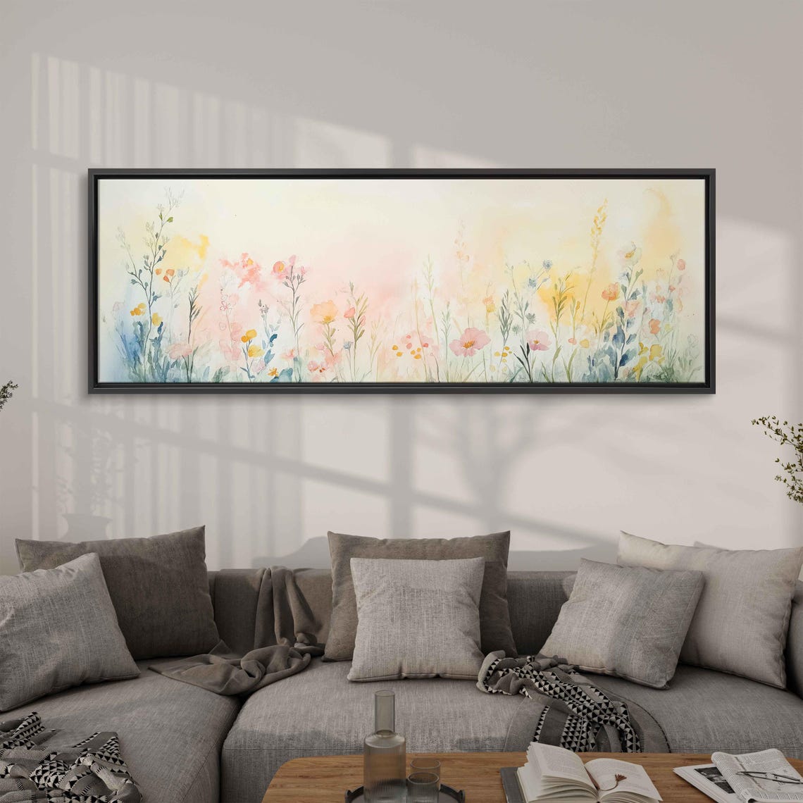 Pastel Watercolor Wildflower Meadow Dreamy Floral Wall Art Poster