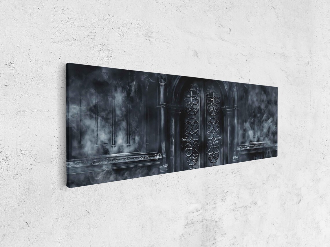 Gothic Ornate Crypt Door Panoramic Wall Art Print - Image 4