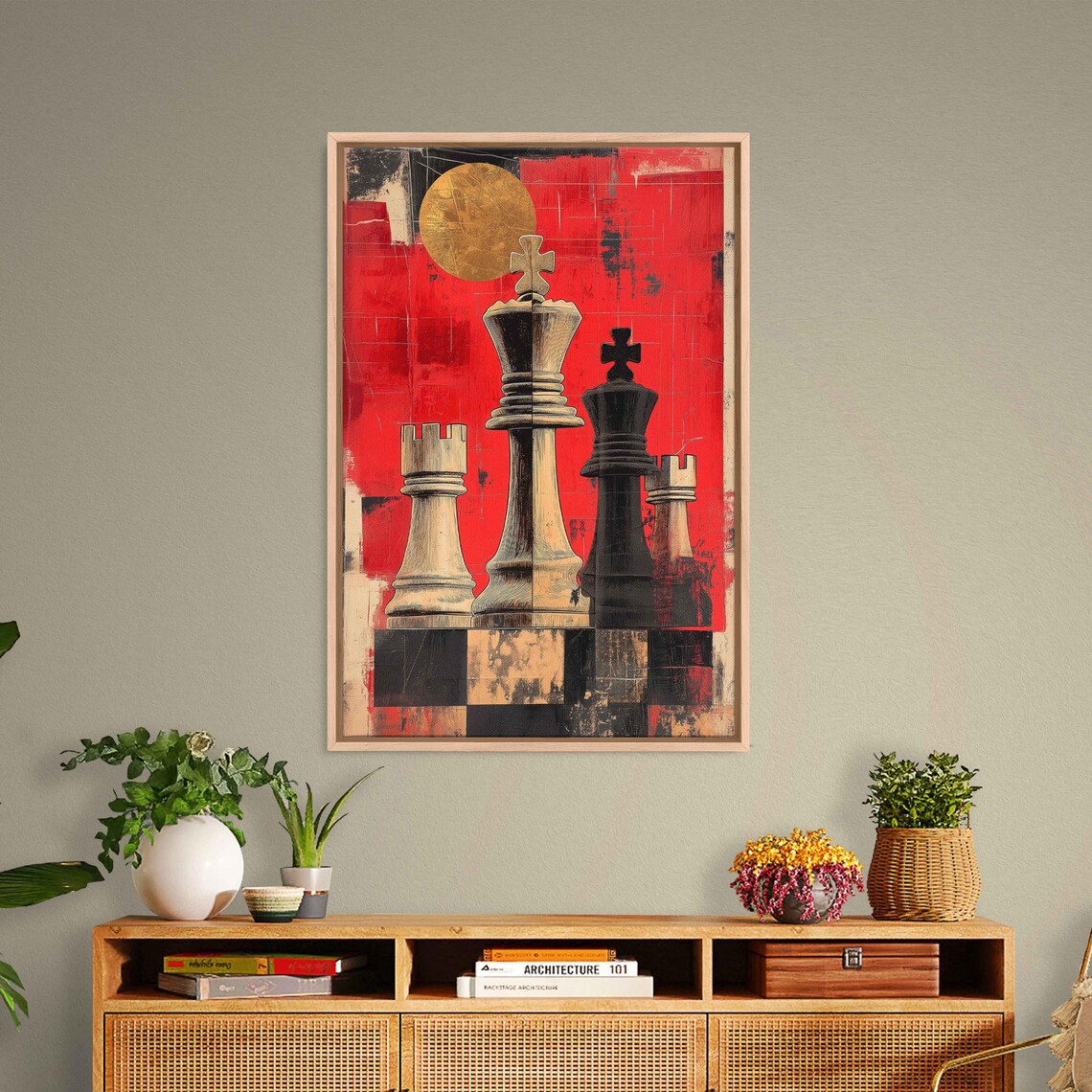 Surreal Chess Pieces Art Print, Fluidic Collage