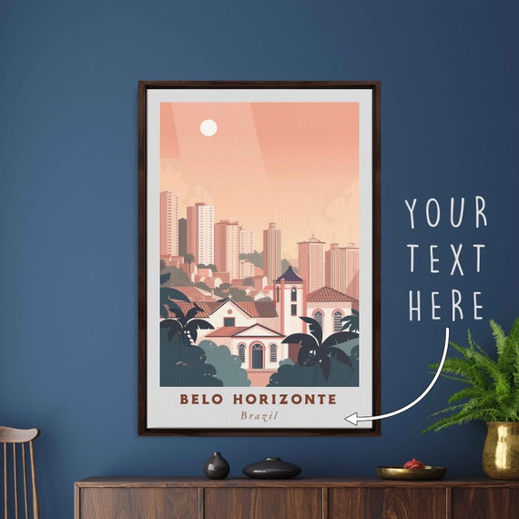 Belo Horizonte Brazil Acrylic Painting Travel Art Framed Wall Art Framed Fine Art Poster Paper Print Travel Home Decor