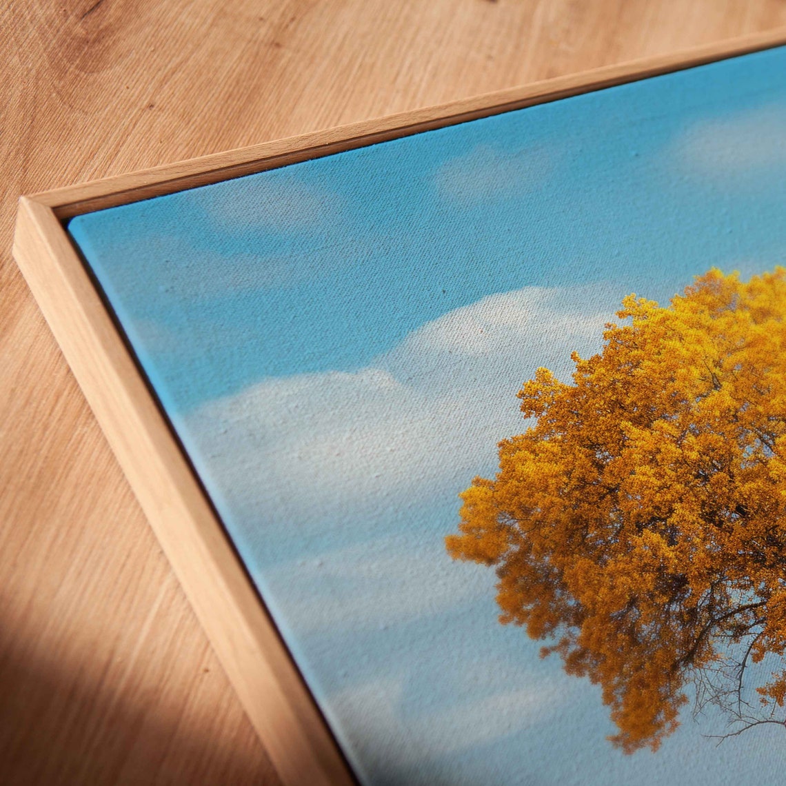 Lone Golden Tree Standing In Harvest Field Blue Sky Nature Poster - Image 2