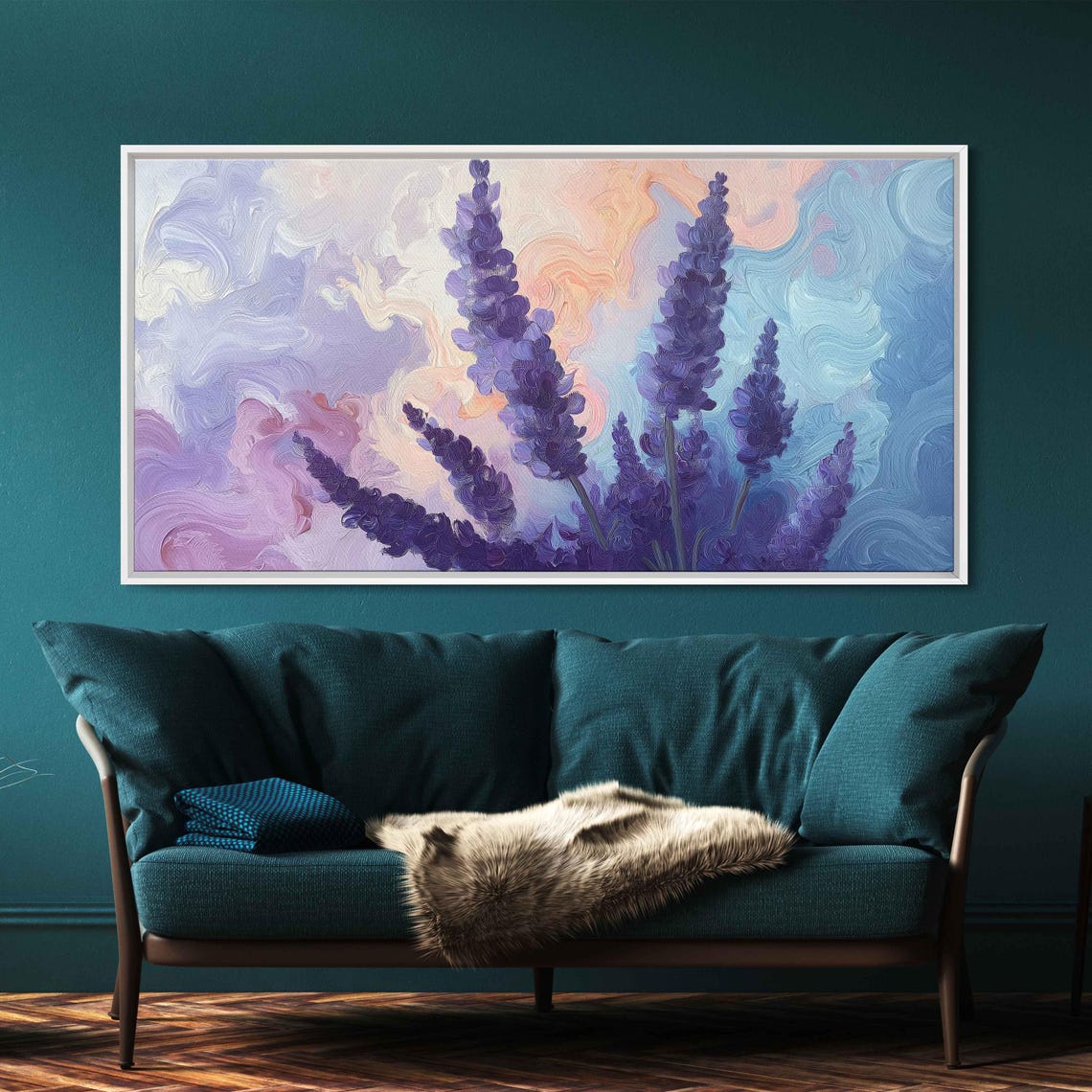 Purple Lavender Blooms Impressionist Pastel Swirls Floral Art Poster