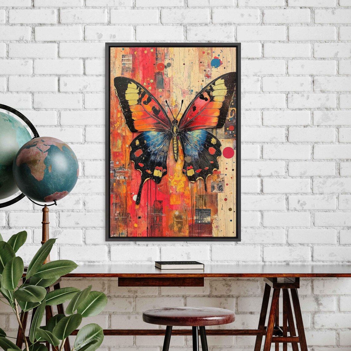 Magical Rainbow Butterfly, Whimsical Collage