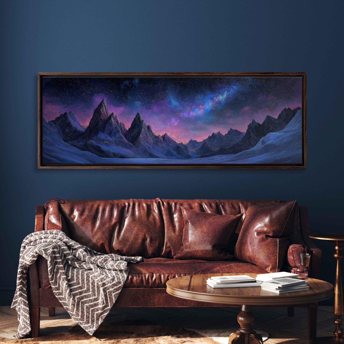 Enchanting Star Filled Sky Above Jagged Mountain Peaks Wall Art Print - Image 3