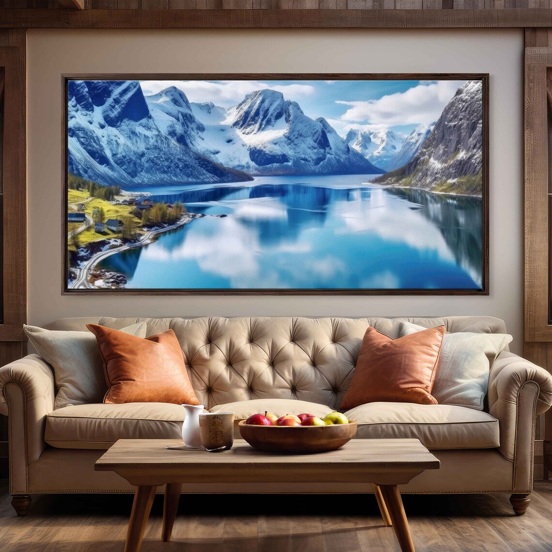 Snowy Mountain Peaks Alpine Lake Mirror Reflection Travel Poster - Image 3