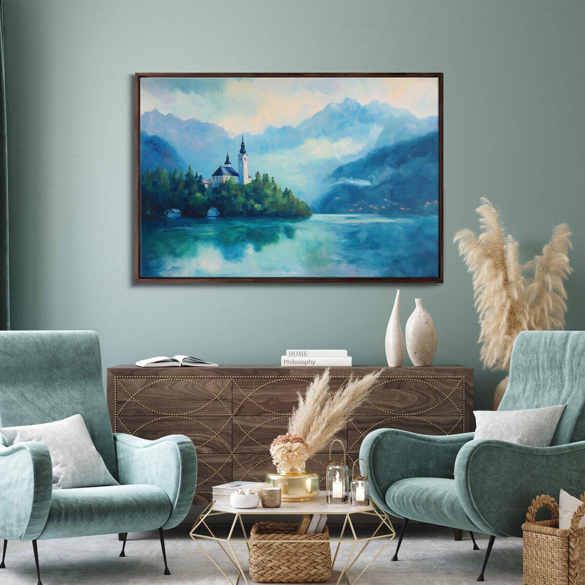 Lake Bled Slovenia Island Church Turquoise Lake Alpine Mountain View Travel Poster