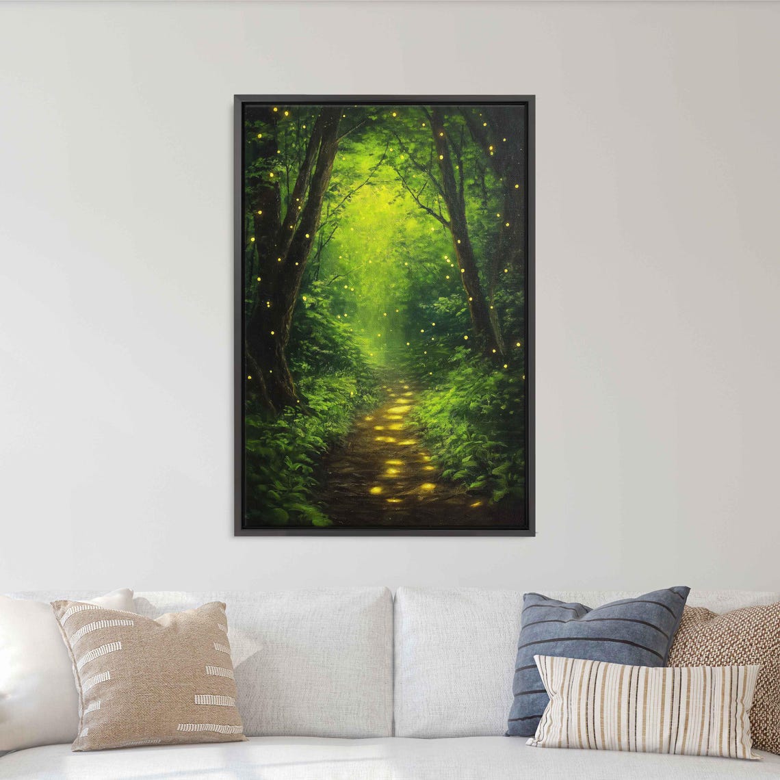 Enchanted Forest Wall Art Print Vibrant Light Of Fireflies Fairy Tale Scene - Image 3