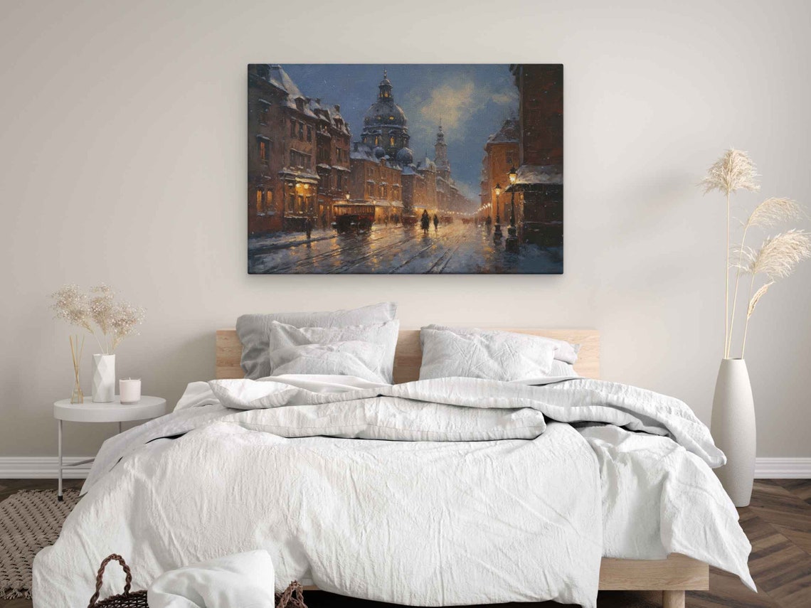 Snow Covered Bavaria Germany Modern Impressionist Oil Painting On Print Ready To Hang - Image 3