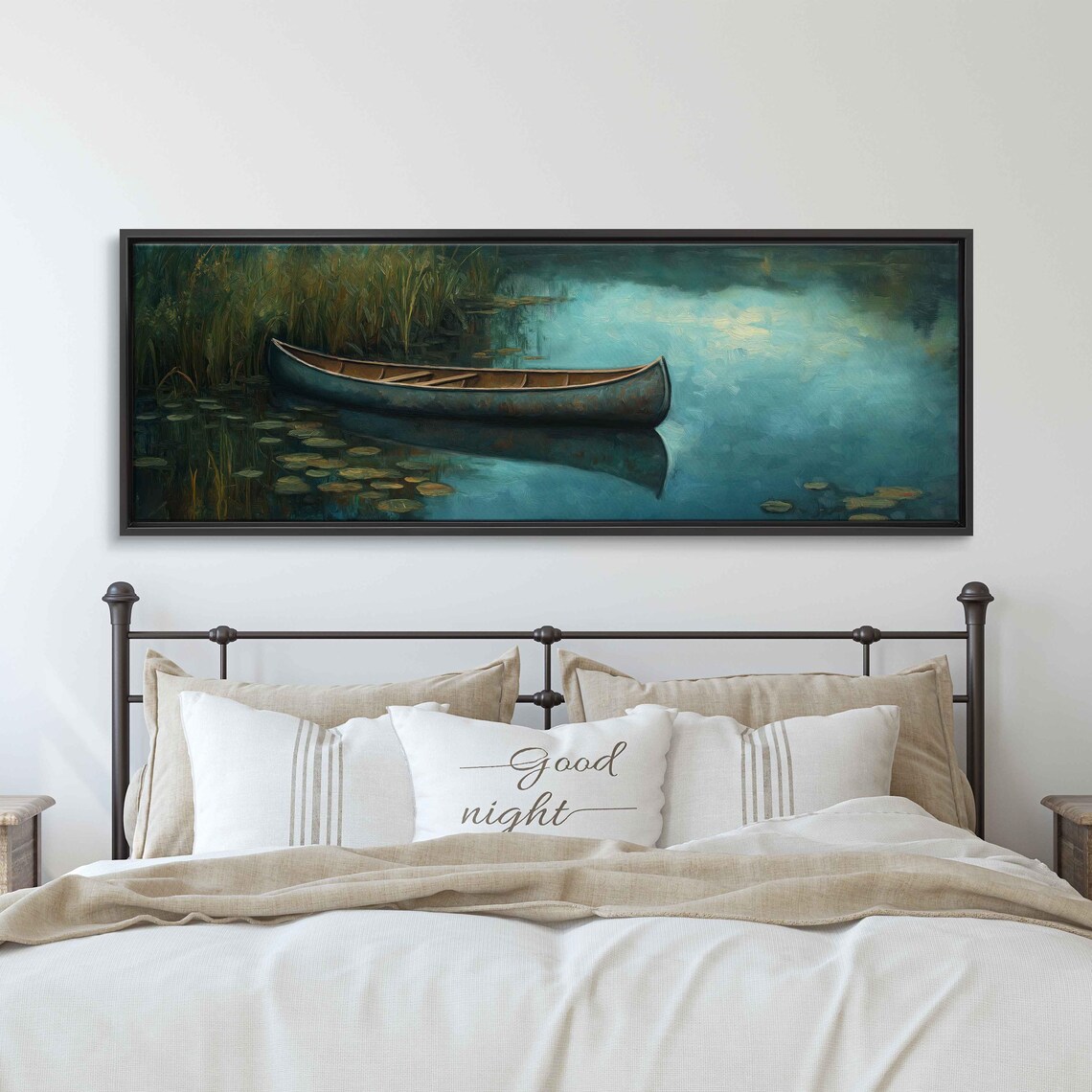 Solitary Canoe In A Cove, Abstract Modern Art Print - Image 3