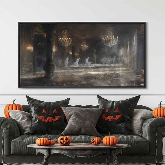 Ghostly Dancers Victorian Ballroom Crystal Chandelier Haunted Print