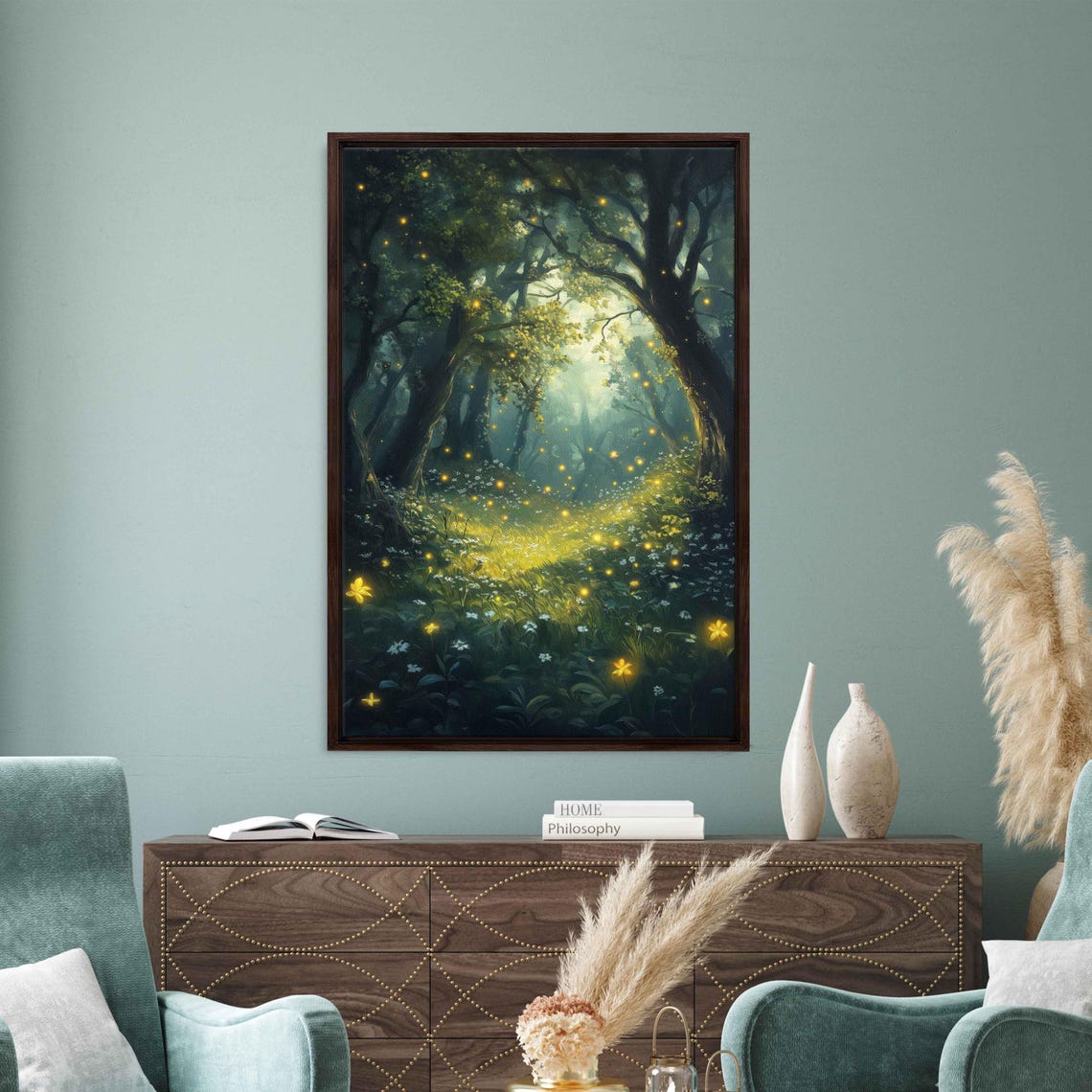 Enchanted Forest Glade Fireflies Magical Twilight Woods Poster - Image 3