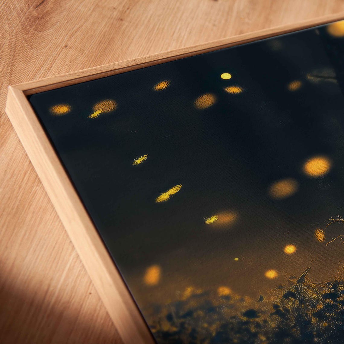 Enchanted Night Forest With Golden Fireflies Panoramic Wall Poster - Image 2