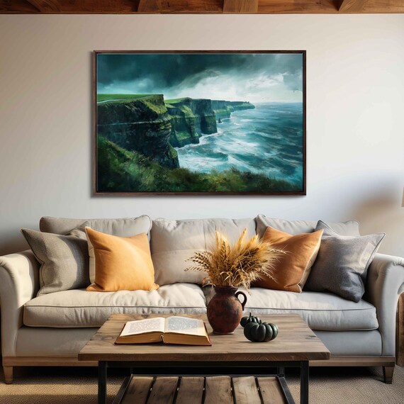 Cliffs Of Moher Dramatic Green Cliffs Stormy Atlantic Sea Ireland Poster