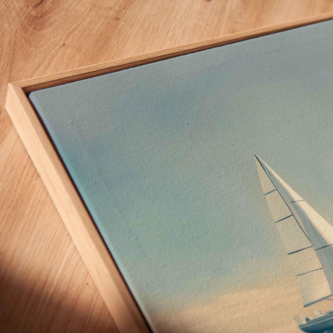 Lone Sailboat On Glassy Calm Sea Under Soft Pastel Sunset Sky Poster - Image 2