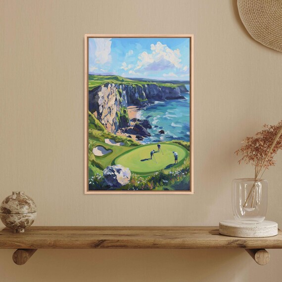 Royal Portrush Golf Course Cliffside Green Ocean View Golf Art Poster