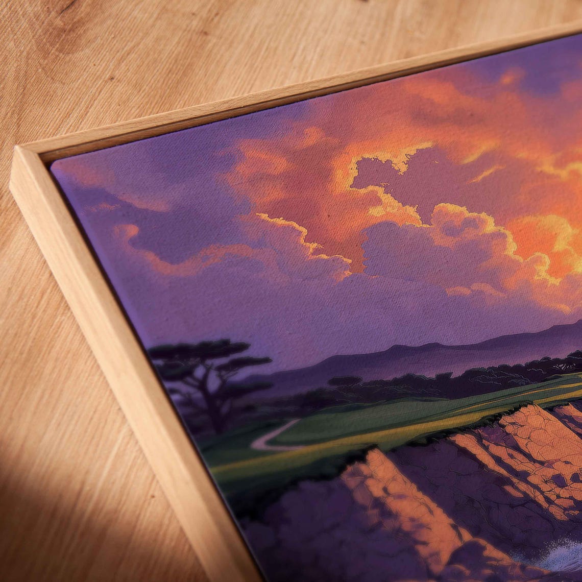Pebble Beach Golf Links At Sunset Ocean Waves Crashing Art Poster - Image 2