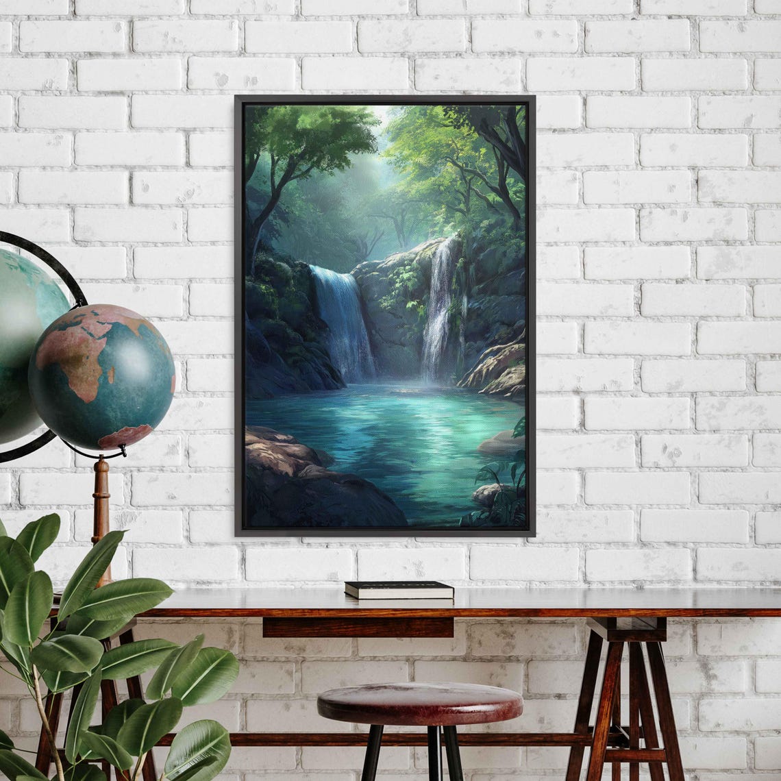 Enchanted Forest Waterfall With Crystal Turquoise Pool Art Poster - Image 3